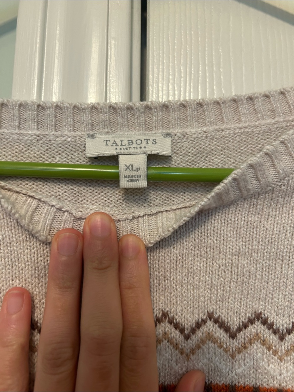 Talbots Women’s Cream Fair Isle Fox Knit Sweater - Picture 2 of 3